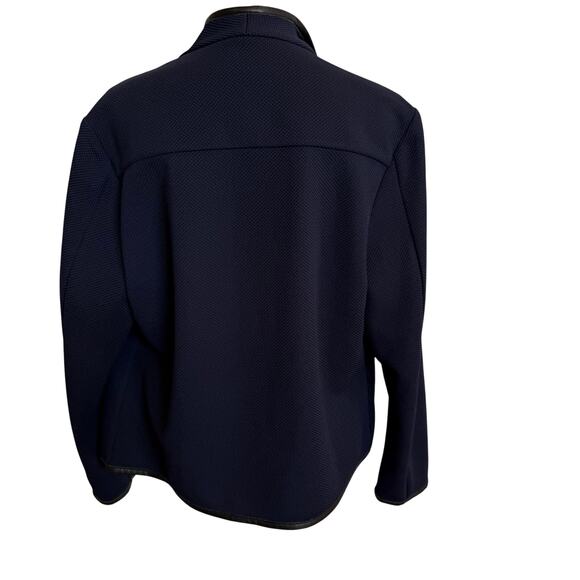 Calvin Klein Sweater Moto Jacket Size XL Blue Knit Black Trim Textured Pockets - Picture 5 of 9